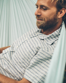 The Short Sleeve Jack in Grey & Navy Stripe, Wovens by Taylor Stitch