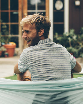 The Short Sleeve Jack in Grey & Navy Stripe, Wovens by Taylor Stitch