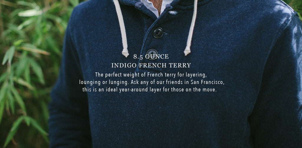 Indigo 3 Button Hooded Sweatshirt