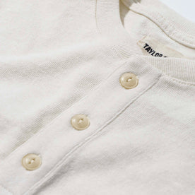 material shot of the buttons on The Heavy Bag Henley in Natural