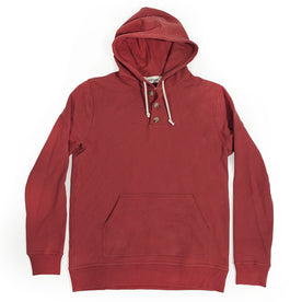The Dusty Red 3 Button Hooded Sweatshirt: Featured Image