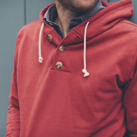 The Dusty Red 3 Button Hooded Sweatshirt: Alternate Image 3