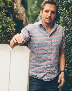 The Short Sleeve Jack in Red & Navy Stripe, Wovens by Taylor Stitch