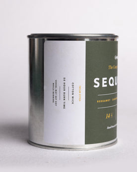 material shot of scent notes of flatlay of The Camp Candle in Sequoia, Accessories by Taylor Stitch