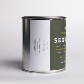 material shot of scent notes of flatlay of The Camp Candle in Sequoia