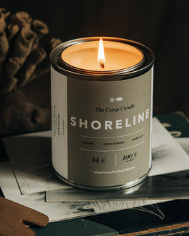 material shot of The Camp Candle in Shoreline on paper, Accessories by Taylor Stitch