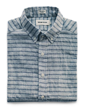 The Short Sleeve Jack in Grey & Navy Stripe, Wovens by Taylor Stitch