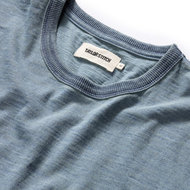 material shot of the neck opening on The Organic Cotton Tee in Dyed Indigo