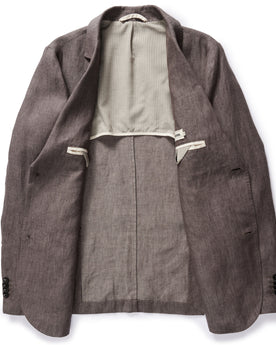 flatlay of The Sheffield Sport Coat in Cocoa Linen, shown open, Outerwear by Taylor Stitch