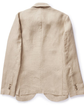 flatlay of The Sheffield Sport Coat in Natural Linen, shown from back, Outerwear by Taylor Stitch