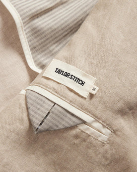 material shot of the interior pocket on The Sheffield Sport Coat in Natural Linen, Outerwear by Taylor Stitch
