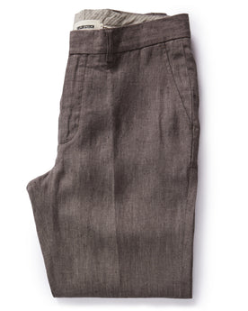 flatlay of The Sheffield Trouser in Cocoa Linen, Bottoms by Taylor Stitch