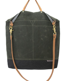 Ali Golden Reversible Tote - Green/Blue Stripe: Featured Image, Accessories by Taylor Stitch