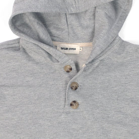 Heather Grey 3 Button Hooded Sweatshirt: Alternate Image 1