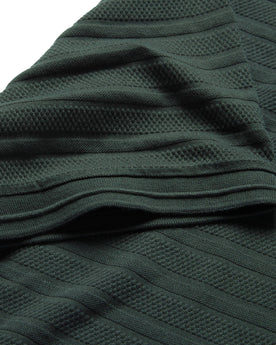 material shot of sleeve hem of The Polo in Dark Slate Jacquard, Knits by Taylor Stitch