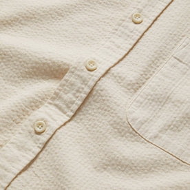 material shot of the buttons on The Short Sleeve Jack in Natural Seersucker