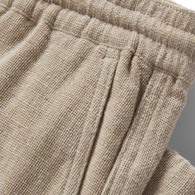 material shot of the texture of The Apres Pant in Oat Donegal
