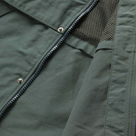 material shot of the inside vent of The Chapman Jacket in Sea Green Sixty Forty