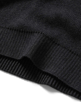 material shot of the rib at bottom of The Charleston Sweater in Heather Charcoal, Knits by Taylor Stitch