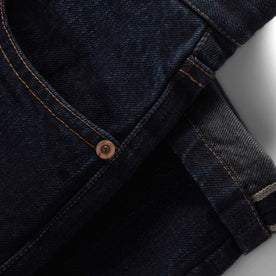 material shot of the selvage cuffs on The Demcratic Jean in Wallace Wash Organic Selvage
