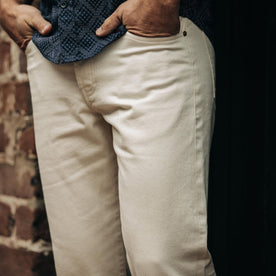 fit model in The Democratic Jean in Natural Organic Selvage
