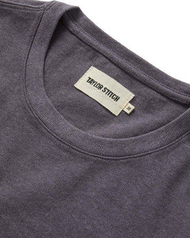 material shot of the collar on The Heavy Bag Tee in Smoke, Knits by Taylor Stitch