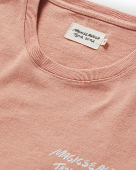 material shot of the label and neck opening on The Heavy Bag Tee in Dawn Patrol, Knits by Taylor Stitch