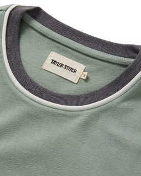material shot of The Heavy Bag Ringer Tee in Slate and Seed, Knits by Taylor Stitch