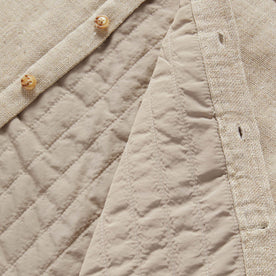 material shot of the inner lining on The Lined Utility Shirt in Oat Donegal