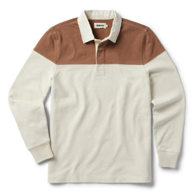 The Rugby Shirt in Mahogany and Natural Color Block - featured image