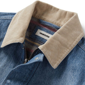 material shot of the corduroy collar on The Workhorse Jacket in Fletcher Wash Organic Selvage