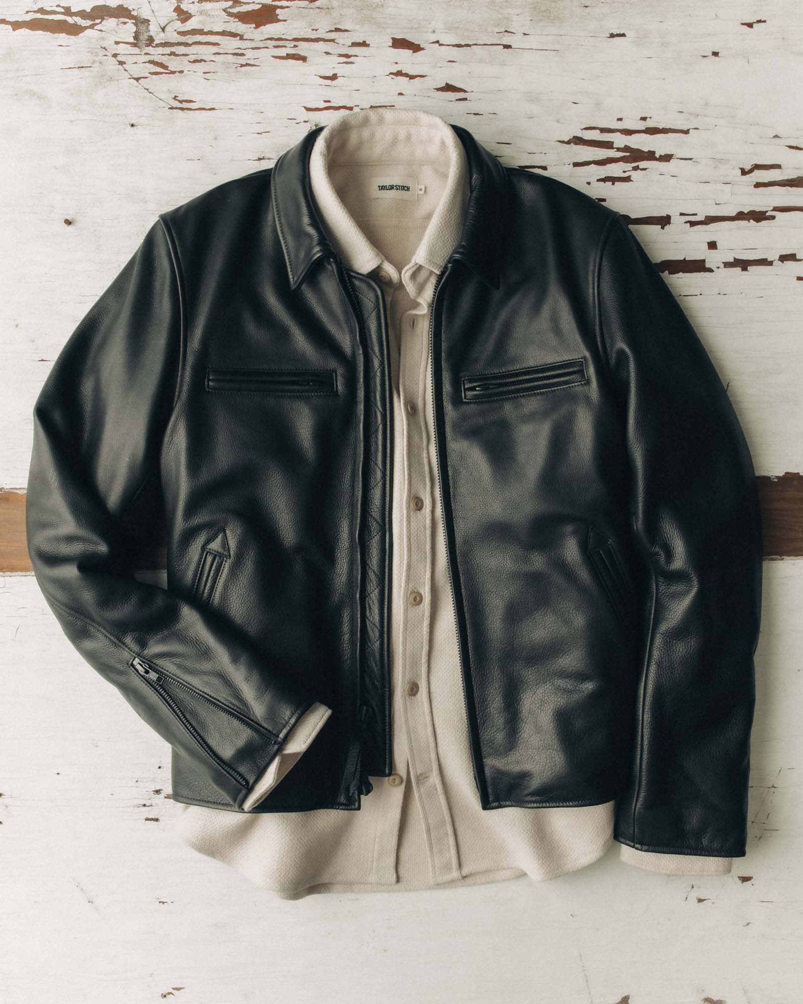 The Moto Jacket in Black Steerhide | Taylor Stitch