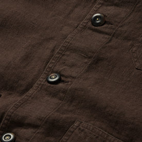 material shot of the buttons on The Ojai Jacket in Espresso Hemp