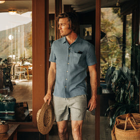 The Short Sleeve Hawthorne in Ocean Pickstitch Waffle - featured image
