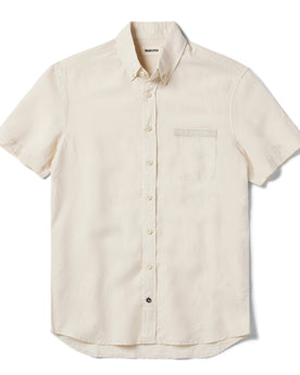 flatlay of The Short Sleeve Jack in Natural and Espresso, Wovens by Taylor Stitch