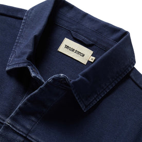 material shot of the collar on The Turnover Shirt in Washed Indigo