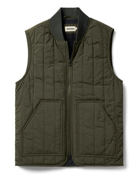flatlay of The Able Vest in Quilted Army, Outerwear by Taylor Stitch
