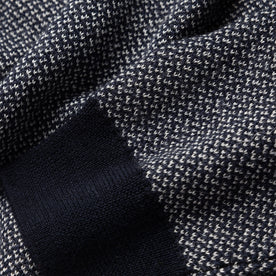material shot of the texture on The Everett Sweater in Navy Birdseye