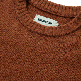 material shot of the collar on The Lodge Sweater in Rust