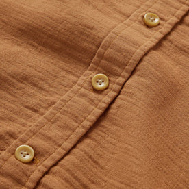 material shot of the buttons on The Utility Shirt in Russet Double Cloth