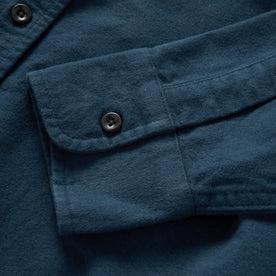 material shot of the cuffs on The Yosemite in Prussian Blue