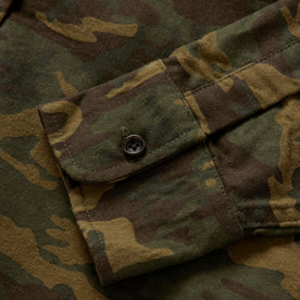 material shot of the cuffs on The Yosemite Shirt in Trail Camo