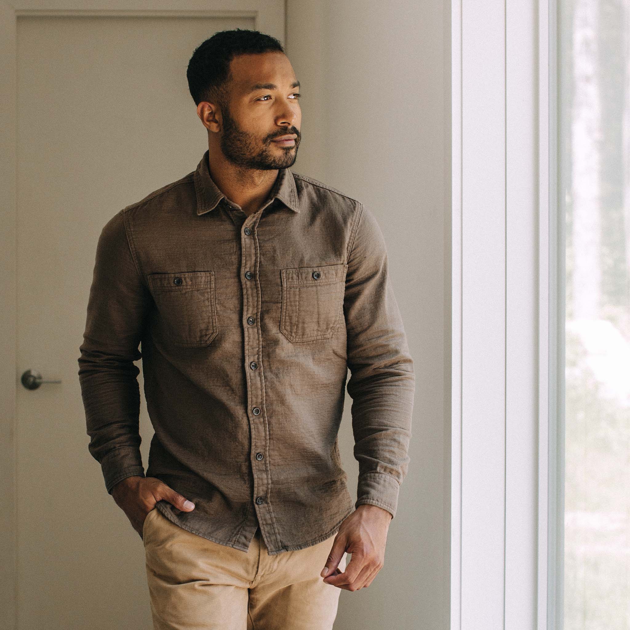 The Utility Shirt in Walnut Double Cloth | Taylor Stitch