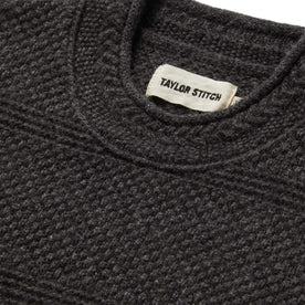material shot of the collar of The Ventana Sweater in Heather Graphite