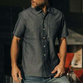The Short Sleeve Hawthorne in Navy Dobby - featured image
