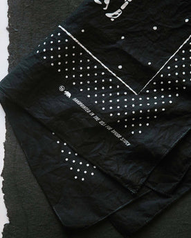 material shot of The Bandana in Wherever The Road Takes You, "handprinted in the USA", Accessories by Taylor Stitch