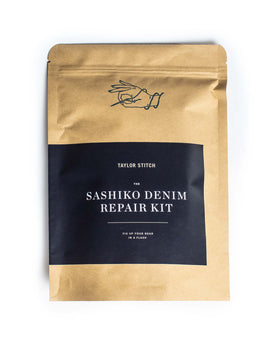 flatlay of The Sashiko Denim Repair Kit, Accessories by Taylor Stitch