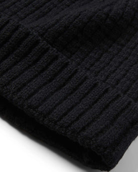 material shot of ribbing on The Waffle Beanie in Coal Merino, Accessories by Taylor Stitch