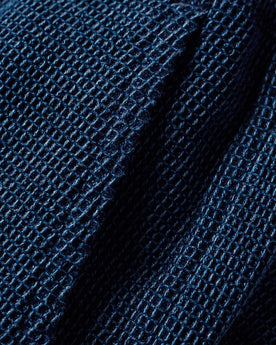 material shot of the pocket on The Apres Pant in Indigo Waffle, Bottoms by Taylor Stitch