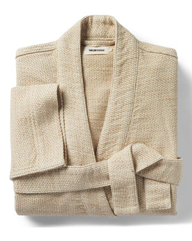 flatlay of The Apres Robe in Natural Sashiko, Accessories by Taylor Stitch
